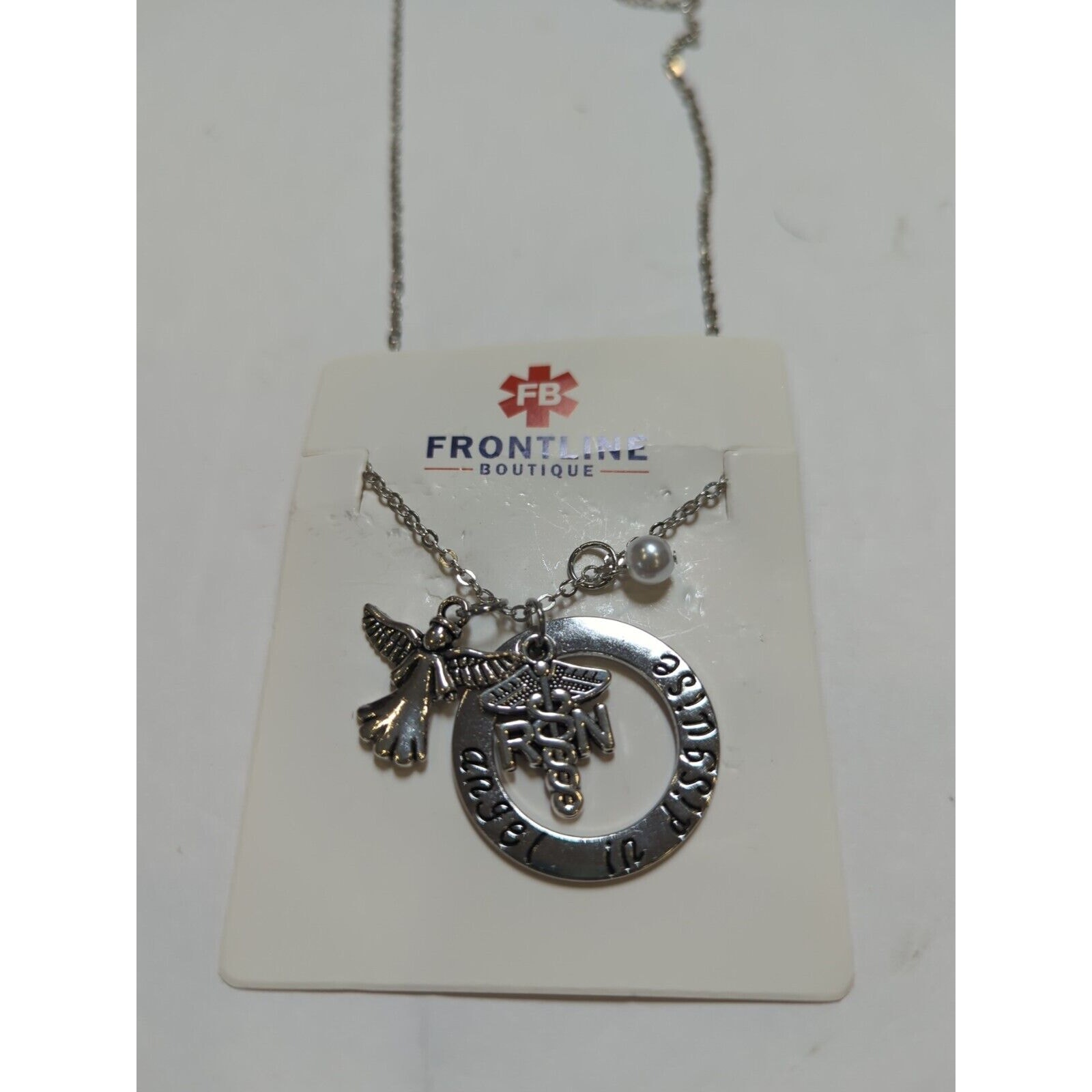 Angel In Disguise Frontline Necklace Silver Tone